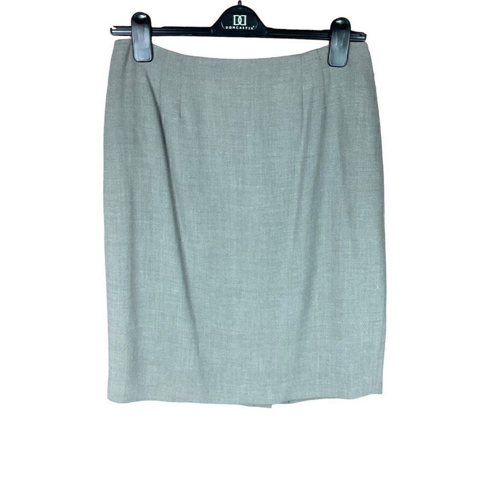 Linda Allard Ellen Tracy Skirt Sheath Straight Taupe Wool Blend Lined Women 14